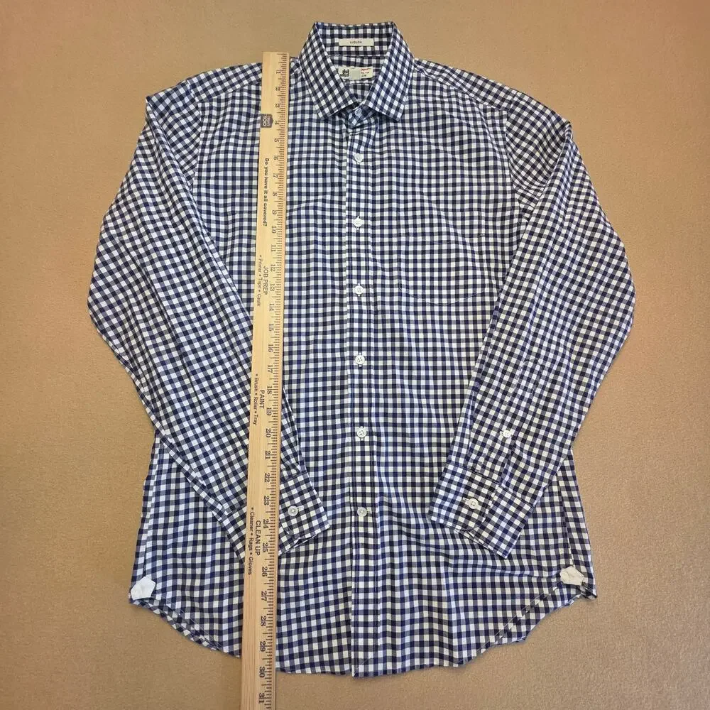 J.Crew Thomas Mason Blue & White Gingham Ludlow Slim Fit Button Shirt Sz Medium